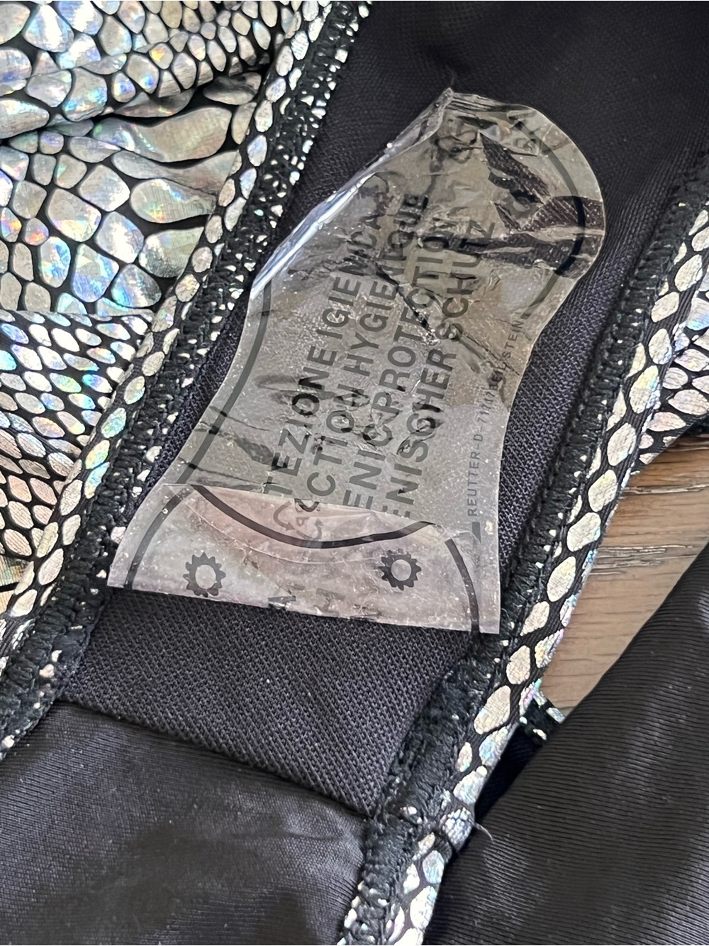 Holographic Monokini Snake Print One Piece Swimsuit Black Trim Size Large - Picture 5 of 10